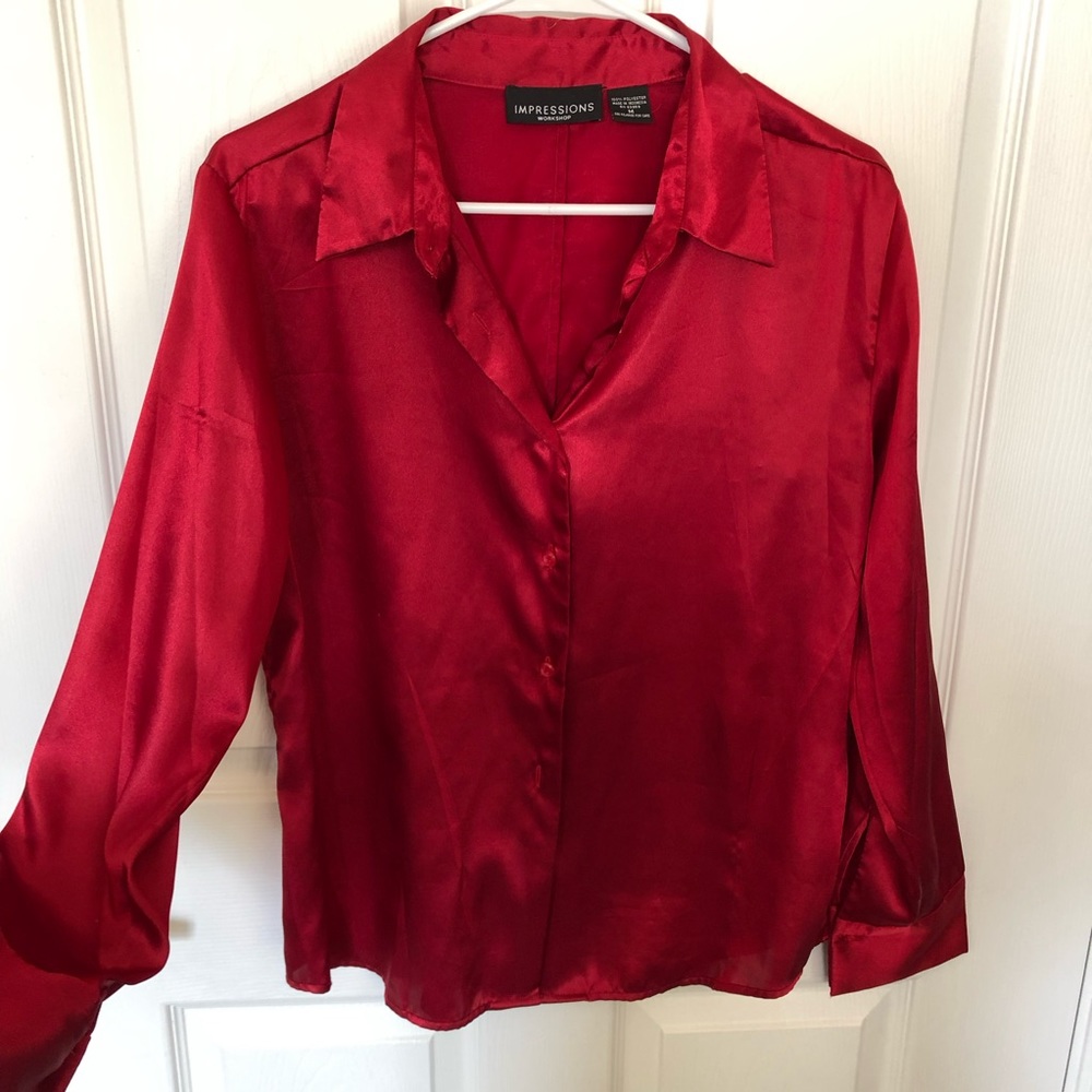 Red Silk Blouse